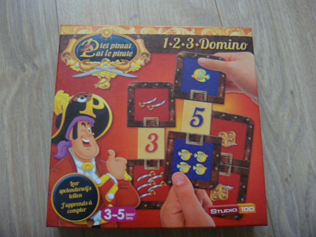 Rekenen Piet Piraat Spel 1-2-3 Domino; compleet! ZGAN!, Hobby en Vrije tijd, Ophalen of Verzenden, Zo goed als nieuw