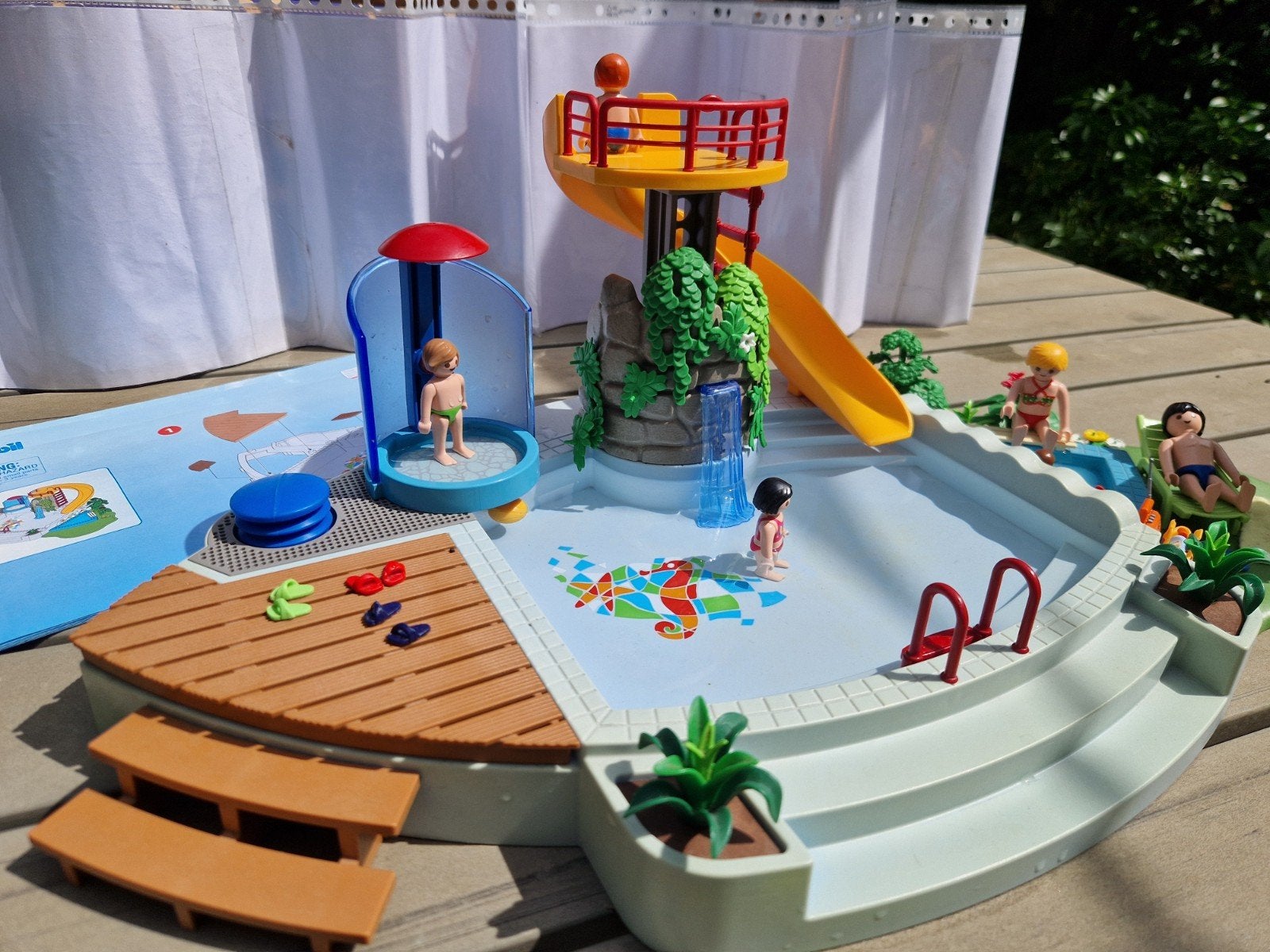 Playmobil 4858 - Zwembad met glijbaan en douche, Kinderen en Baby's, Speelgoed | Playmobil, Ophalen, Gebruikt, Complete set