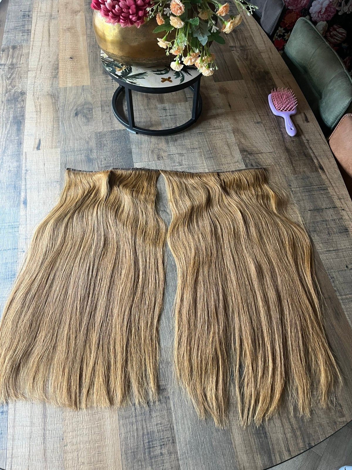 humano hair 65cm 210cm kleur 6, Ophalen of Verzenden, Zo goed als nieuw, Pruik of Haarverlenging