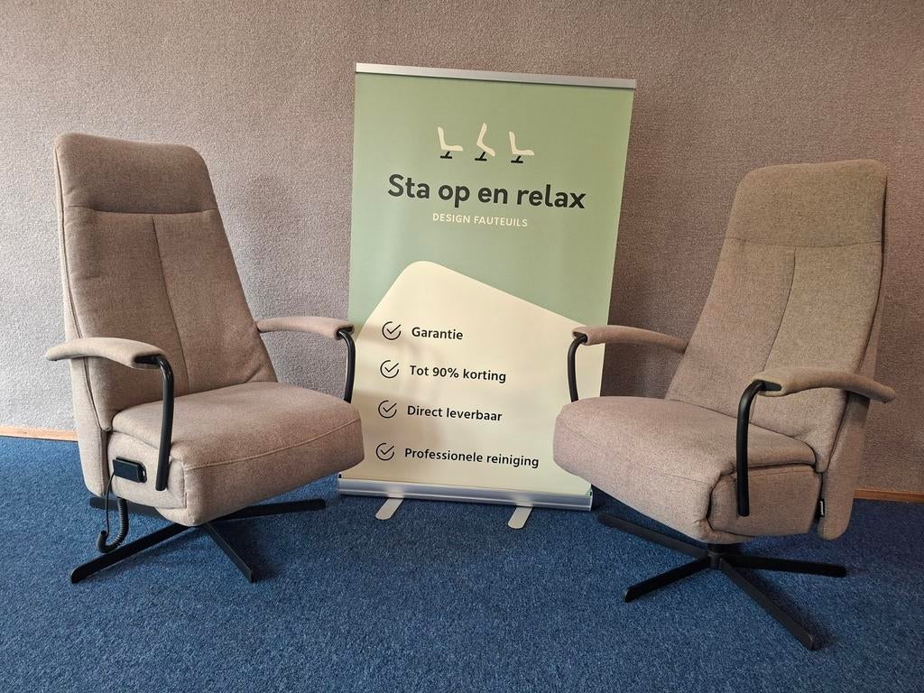 Set elektrische relax fauteuils Prominent C102 Als Nieuw!, Ophalen of Verzenden, Zo goed als nieuw, Staopenrelax@gmail.com, Sta-op-en-relax