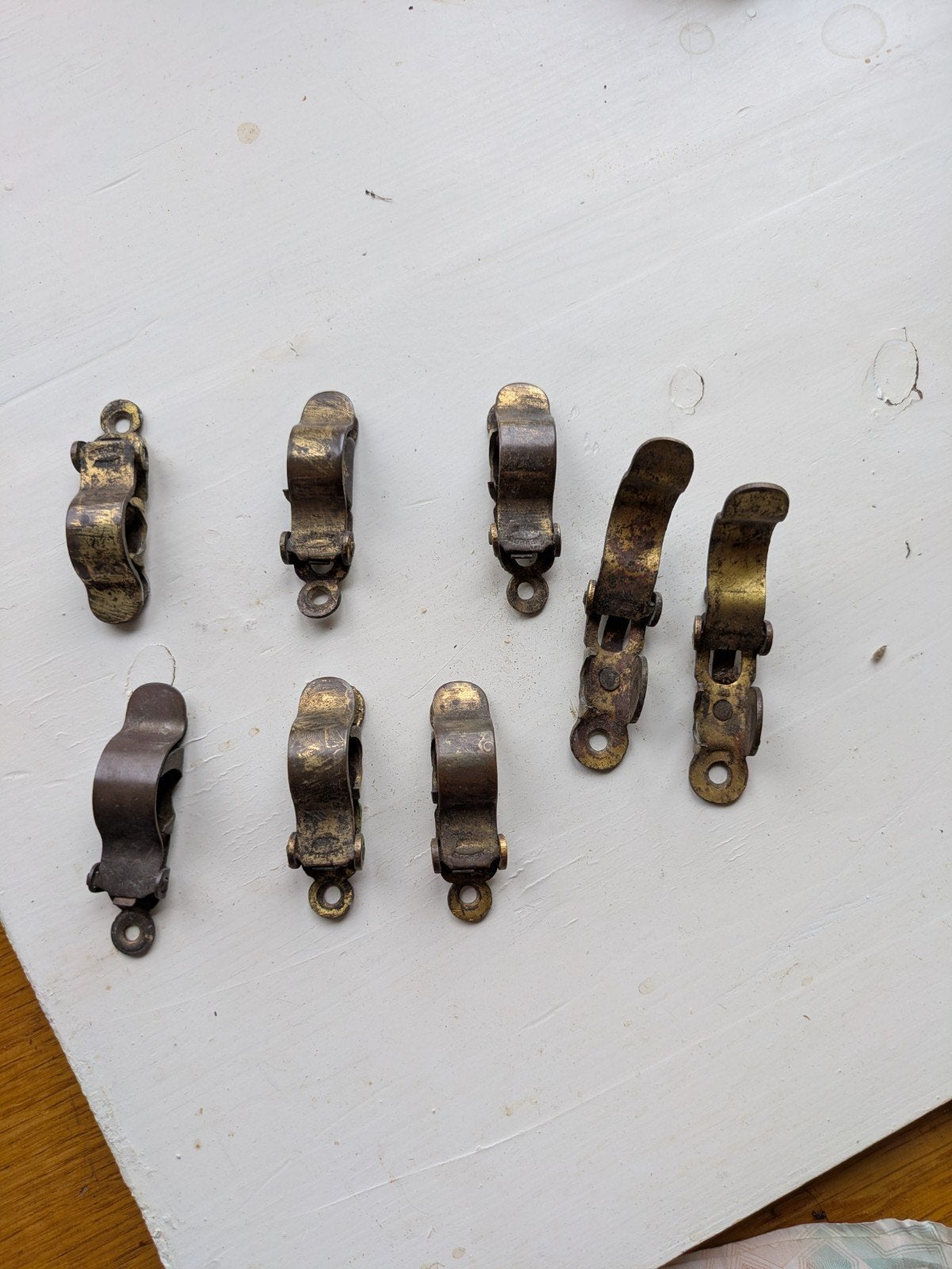 Set van 8 vintage messing klemmen/bevestigingen traploper, Ophalen of Verzenden