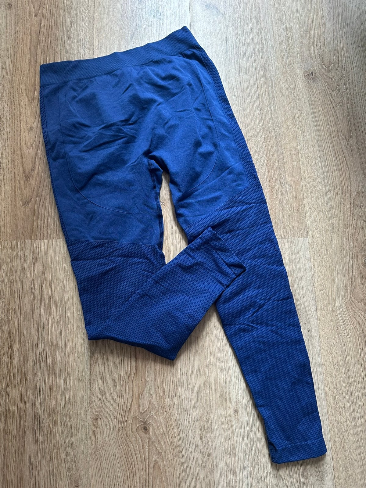 Blauwe scrunch legging, Maat 38/40 (M), Verzenden, Blauw, Fitness of Aerobics