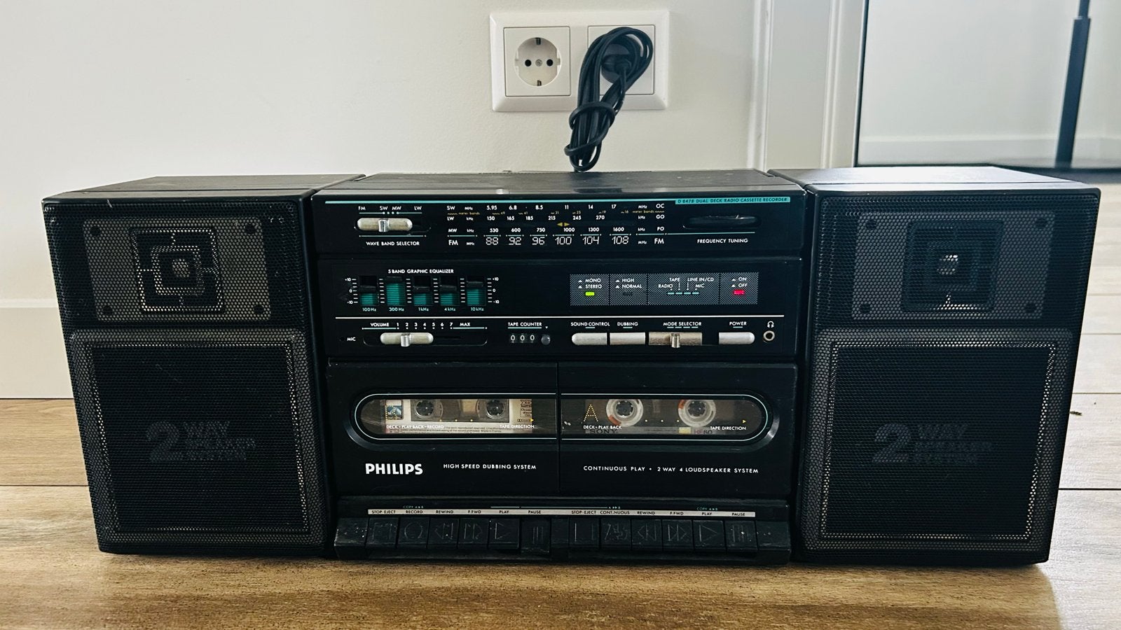 Philips Boombox D8304 uit de jaren '80 - Draagbare Stereo, Audio, Tv en Foto, Ophalen, Philips, Gebruikt, Cassettedeck
