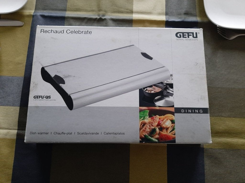 Gefu rechaud celebrate met 3 waxinelichtjes. Gezocht., Zilver, Ophalen of Verzenden, Metaal, Overige merken