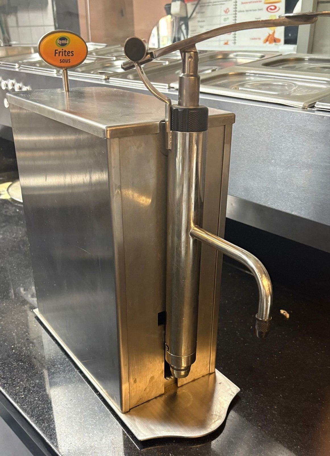Professionele RVS Sausdispenser - Remia Frites Saus, Zakelijke goederen, Horeca | Keukenapparatuur, Ophalen of Verzenden, Gebruikt