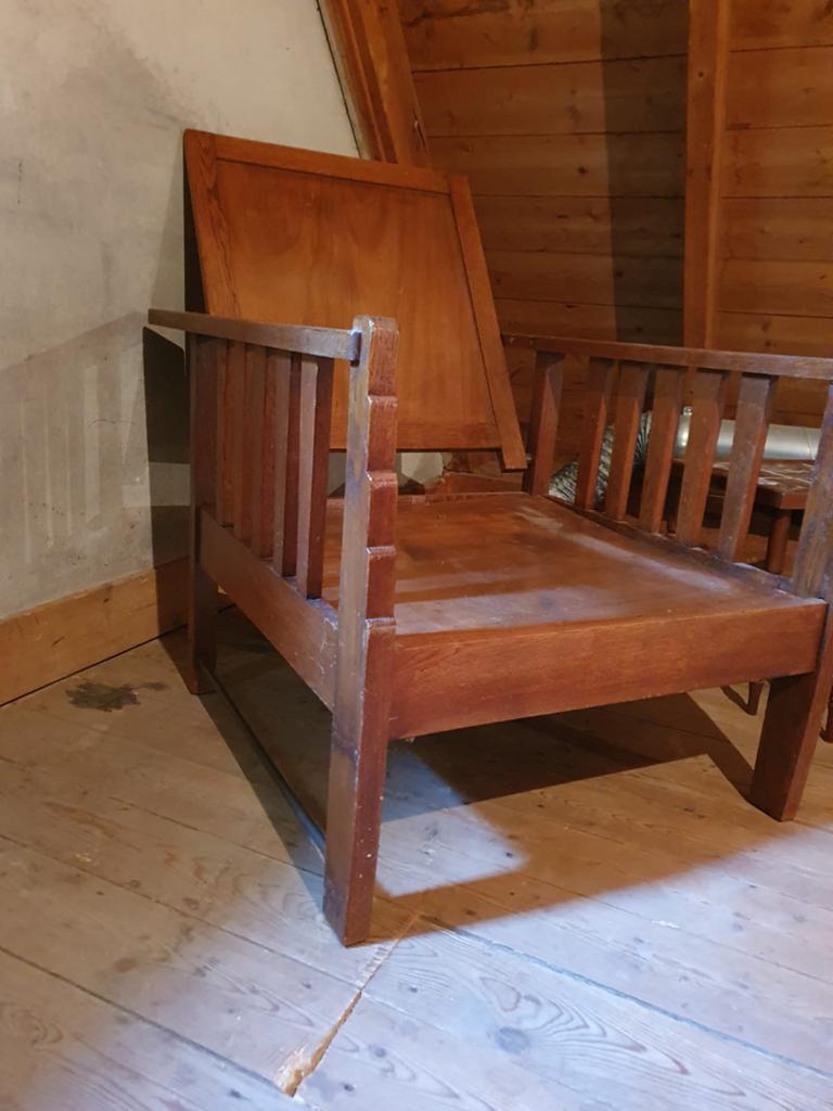 Rookstoel retro vintage vierkant hout JD Ulenberg Hilversum, Ophalen