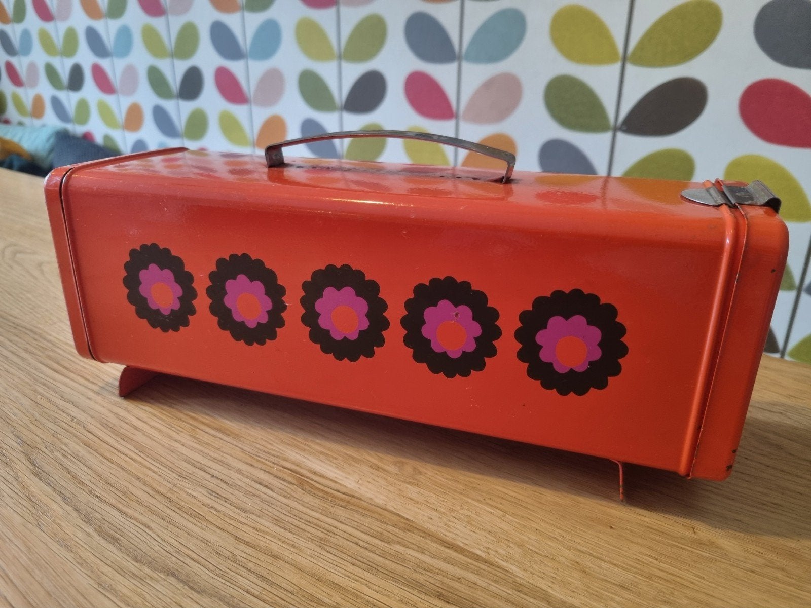 Vintage Brabantia ontbijtkoekblik met bloemenpatroon, Ophalen of Verzenden