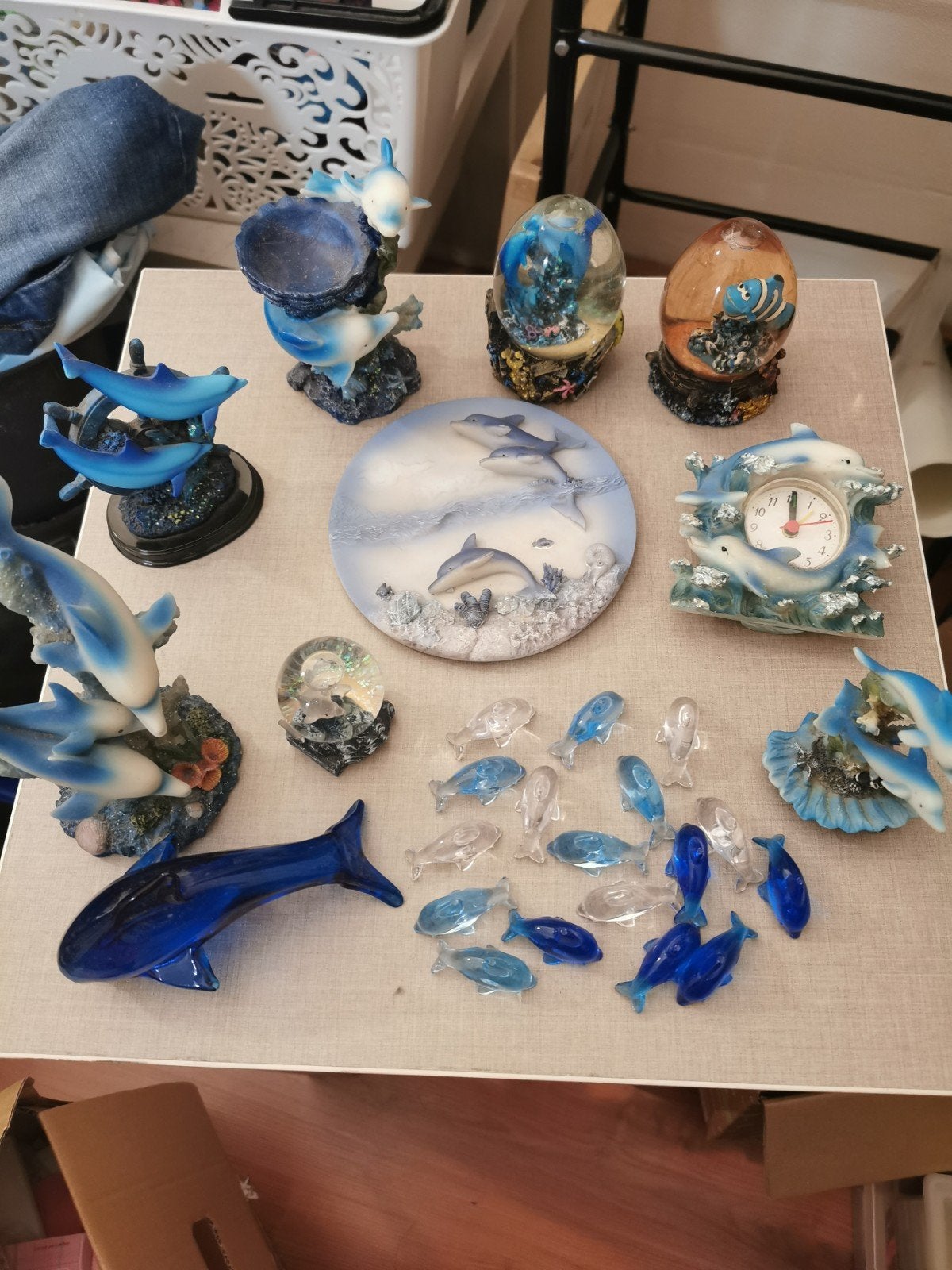 Dolfijn beeldjes en decoratie set, Ophalen, Gebruikt, Wild dier, Beeldje of Figuurtje