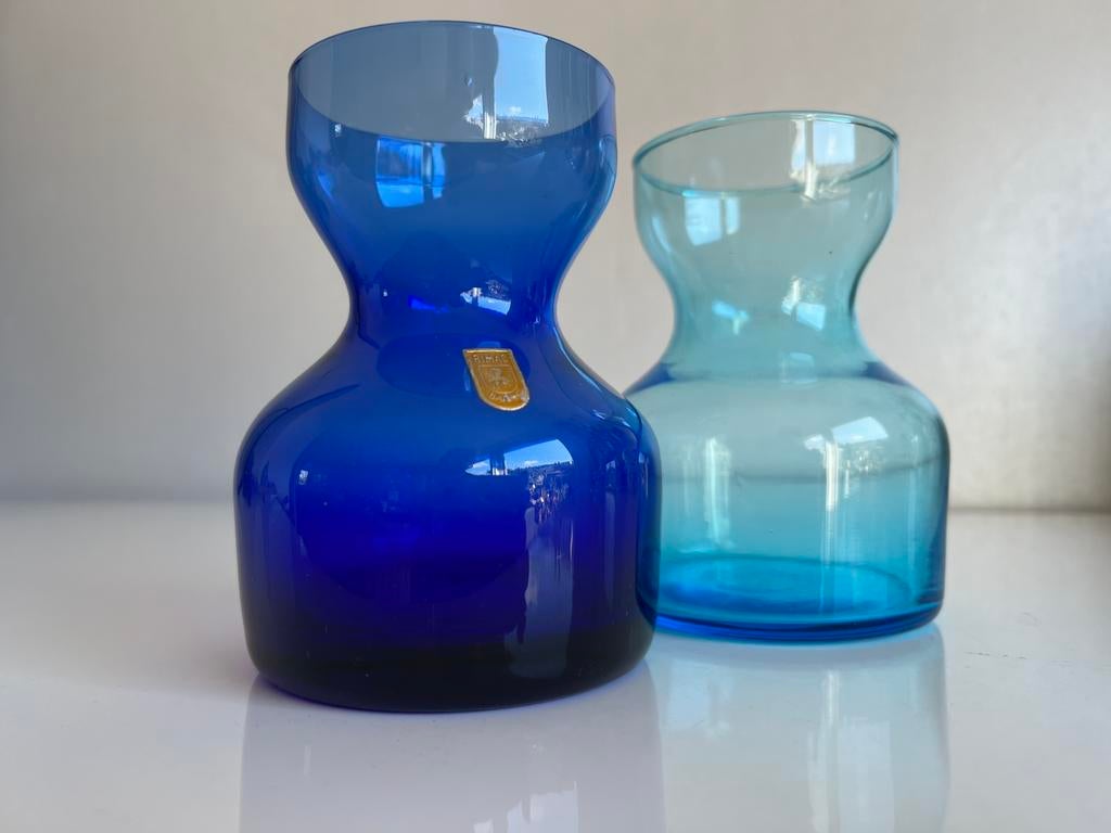 Set 2 RIMAC Baarn Bollenglas Hyacinthvaas Blauw Turquoise, Antiek en Kunst, Antiek | Glas en Kristal, Ophalen of Verzenden