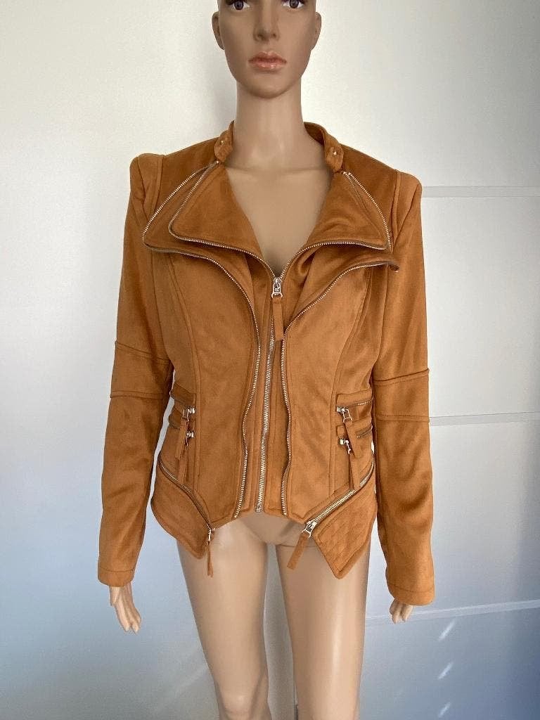 K170 Noemi Kent maat 40=M jasje biker blazer colbert bruin, Kleding | Dames, Maat 38/40 (M), Bruin, Naomi Kent, Ophalen of Verzenden