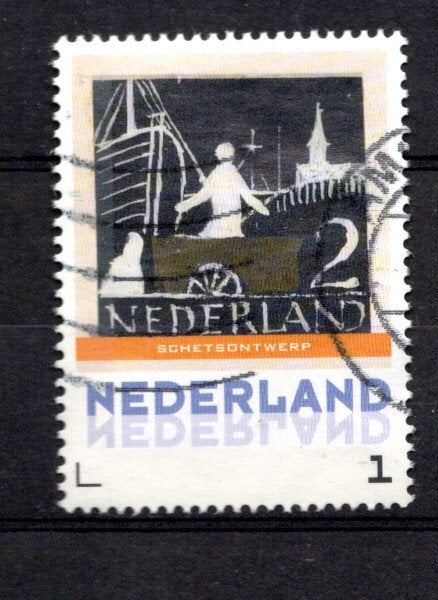 gestempeld zegel. persoonlijke: uit vel van 3. ontwerp, Ophalen of Verzenden, Na 1940, Gestempeld