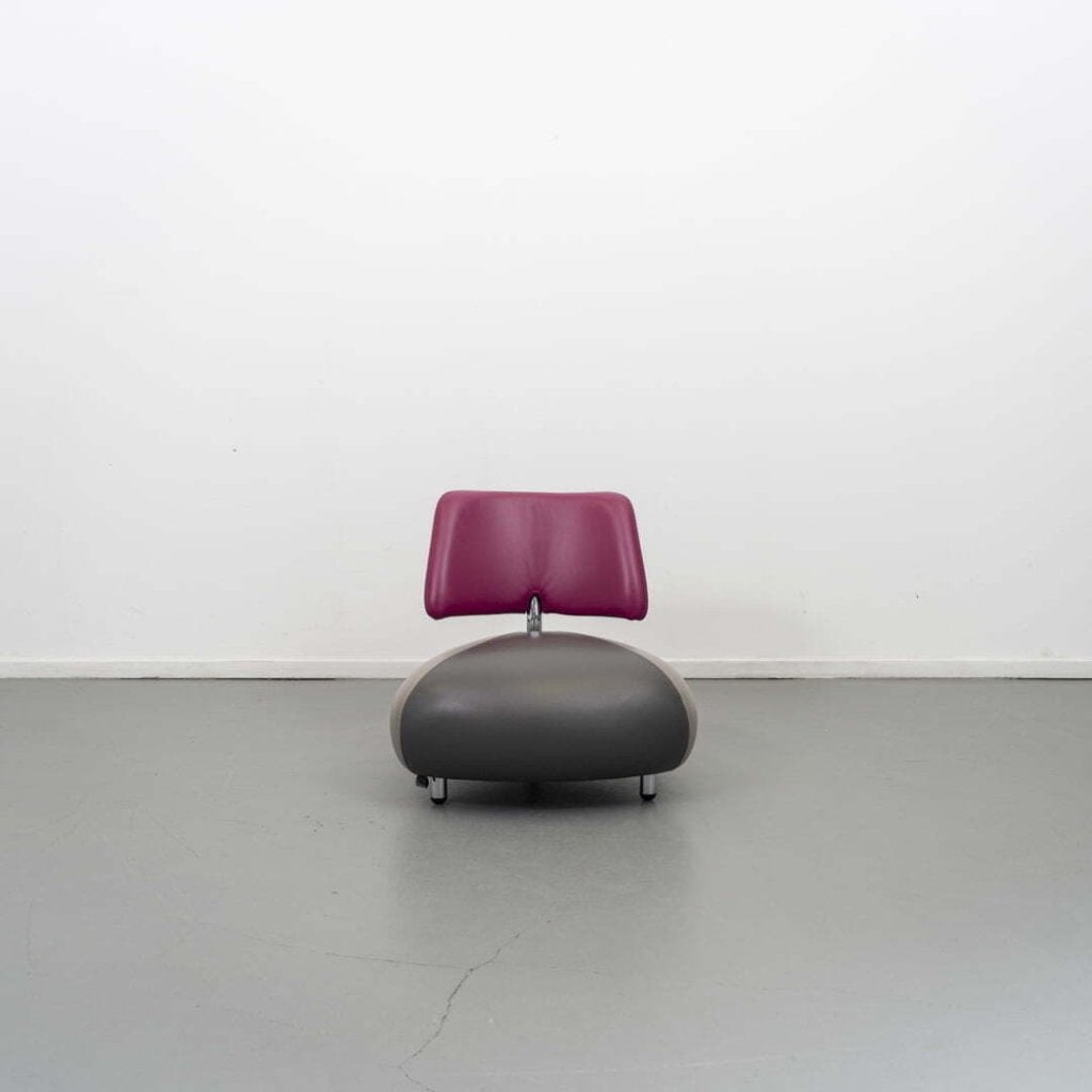 Leolux Pallone Fauteuil Taupe/Grijs/Fuchsia Leer, Niet ingevuld, Zo goed als nieuw, Niet ingevuld, Niet ingevuld
