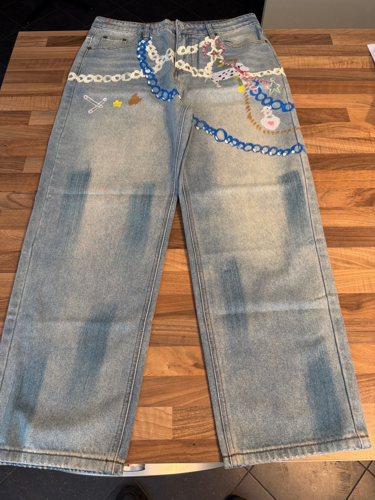 Acne Studios Jeans met kettingprint - Nieuw met kaartjes, Ophalen of Verzenden, Nieuw, Blauw, W30 - W32 (confectie 38/40)