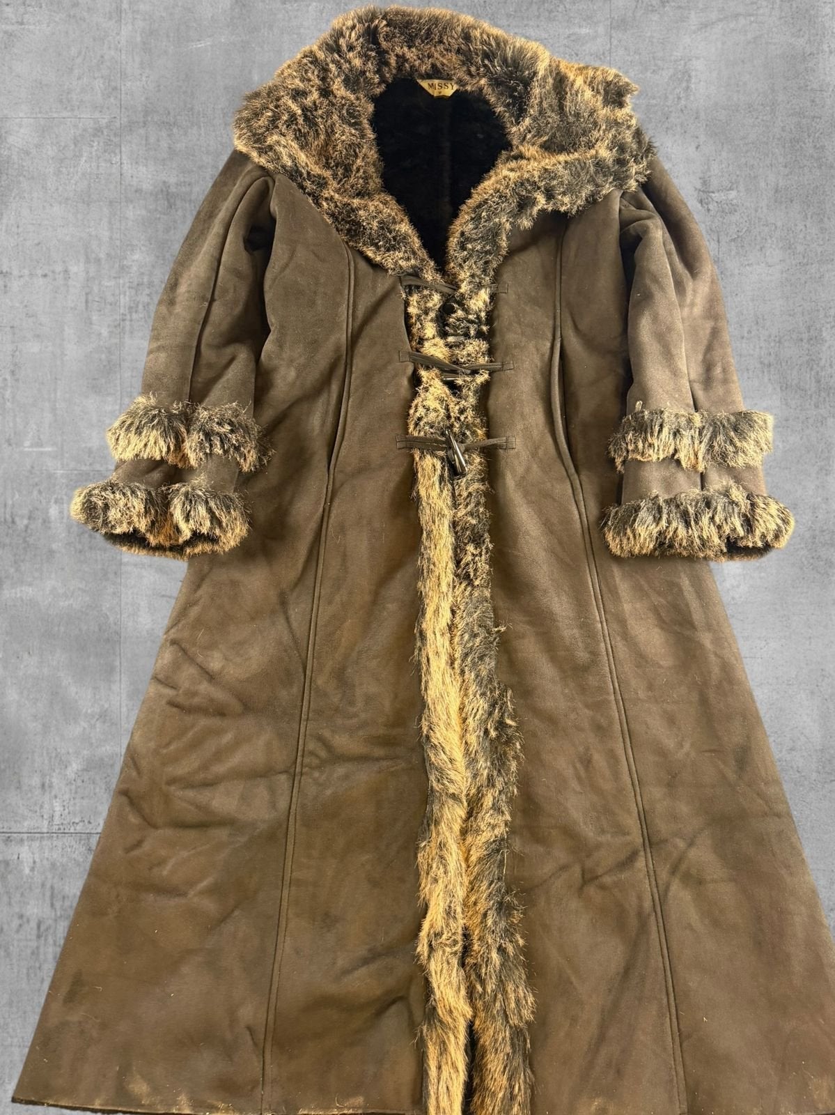 Bruin Afghaans jasje (schapenvacht-look / lammy coat),, Maat 38/40 (M), Bayline Vintage Trading, Bruin, Verzenden