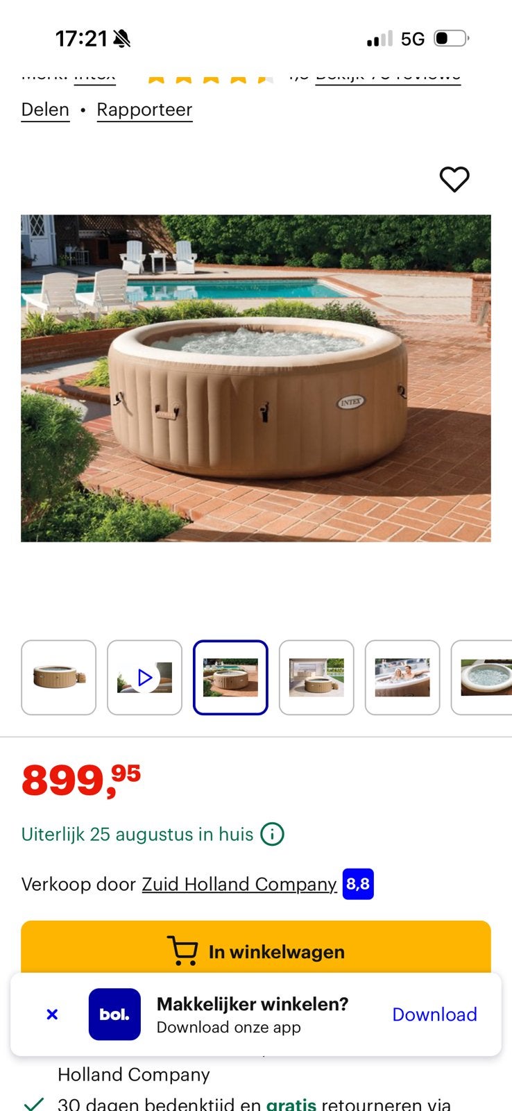 Intex PureSpa Sahara Ten Bubble 4 persoons jacuzzi, Ophalen, Zo goed als nieuw, Afdekzeil