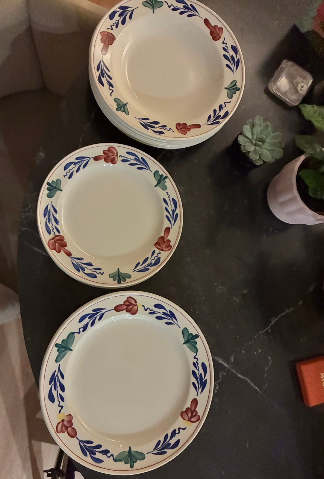 Antiek Boerenbont Servies - 6x Ontbijt, Diner, Pasta Borden, Antiek en Kunst, Ophalen