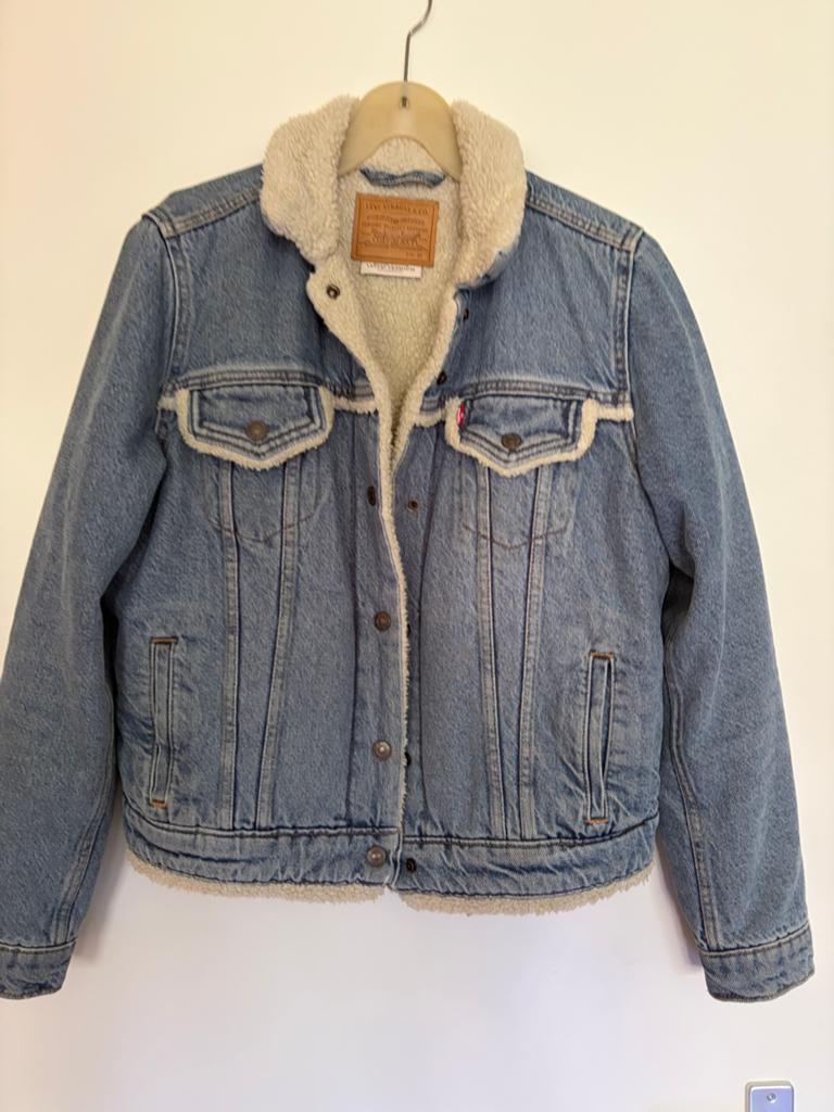 Levi's Sherpa Trucker Jacket Maat M, Ophalen of Verzenden, Gedragen, Maat 38/40 (M), Blauw