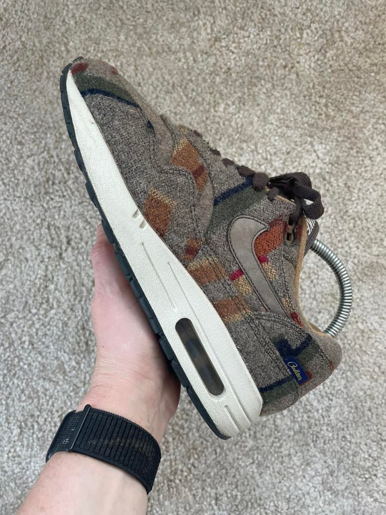 Nike Air Max 1 Pendleton ID maat 39 patta/dunk/90/one/byyou, Verzenden, Beige, Sneakers of Gympen, Gedragen