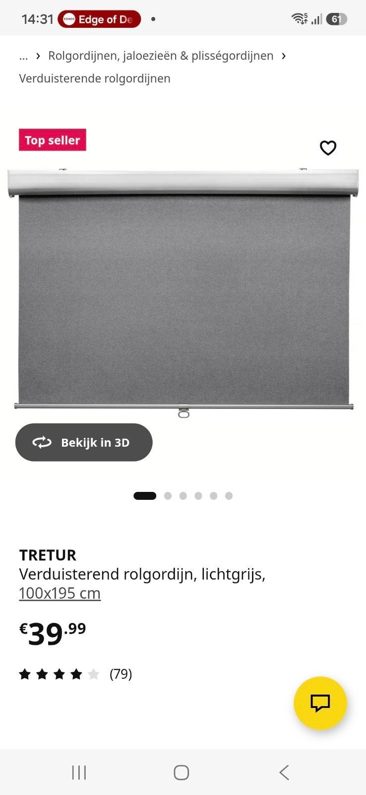 rolgordijn 2x, Rolgordijn, Ophalen, Grijs, Rolgordijn