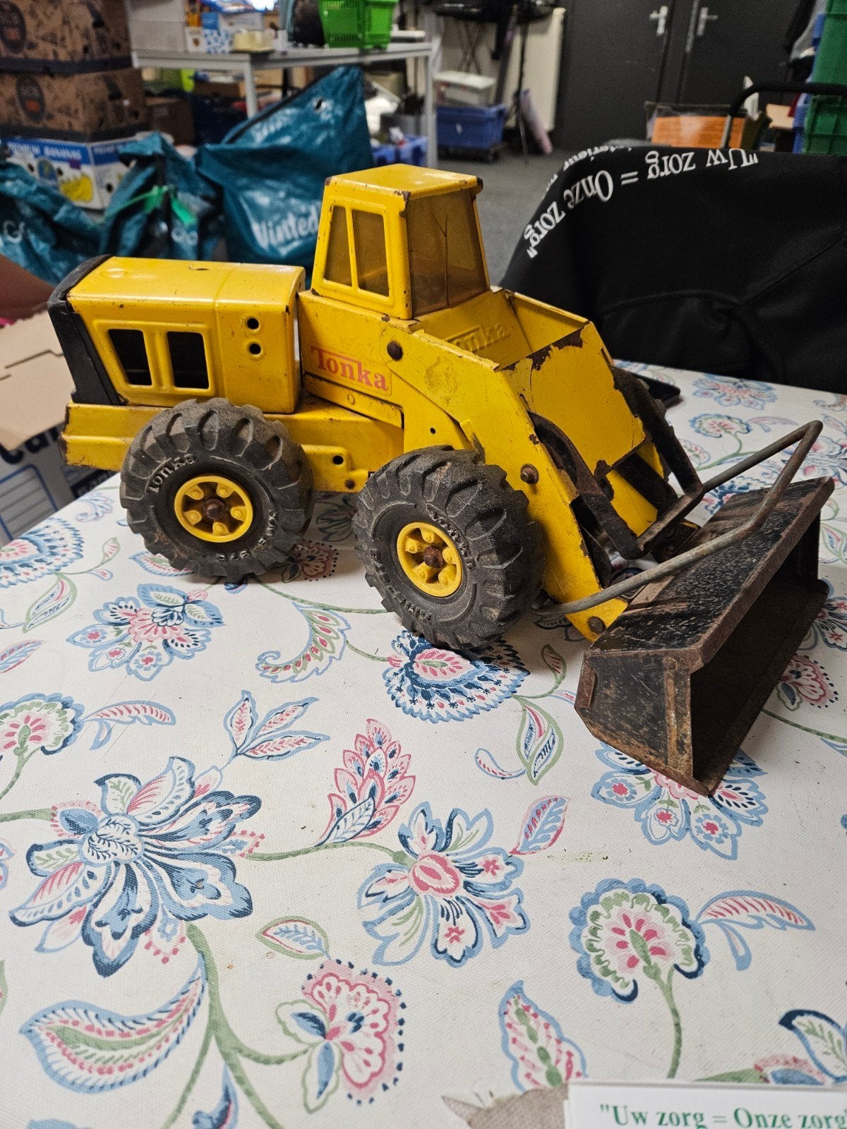 Vintage Tonka Bulldozer - Gele Metalen Speelgoed, Ophalen of Verzenden, Gebruikt