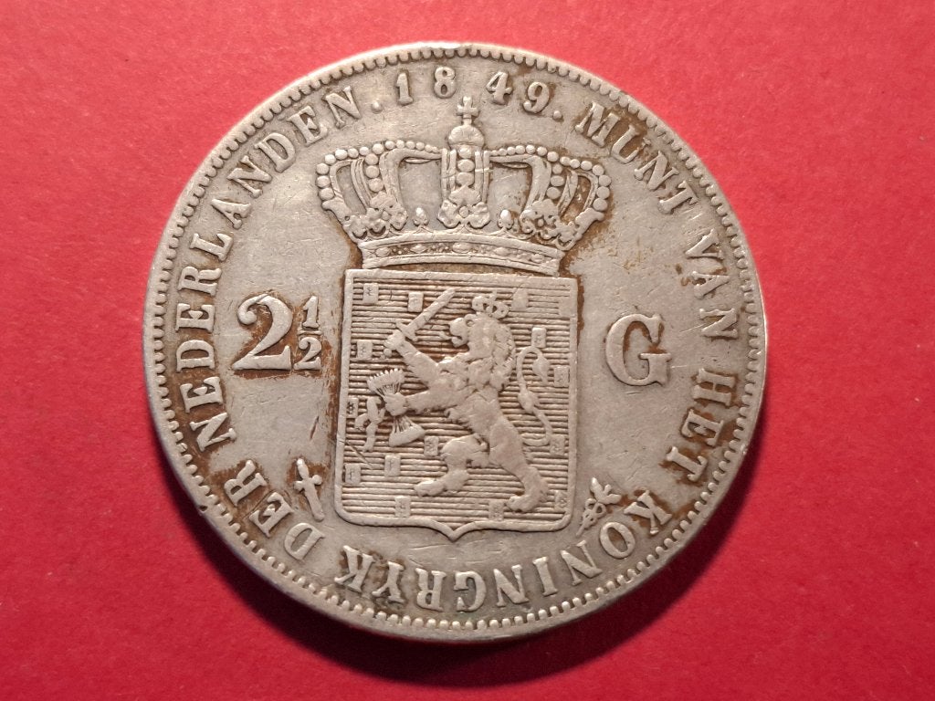 2,5 gulden 1849 Wilhelm lll, Zilver, Ophalen of Verzenden, Losse munt, 2½ gulden