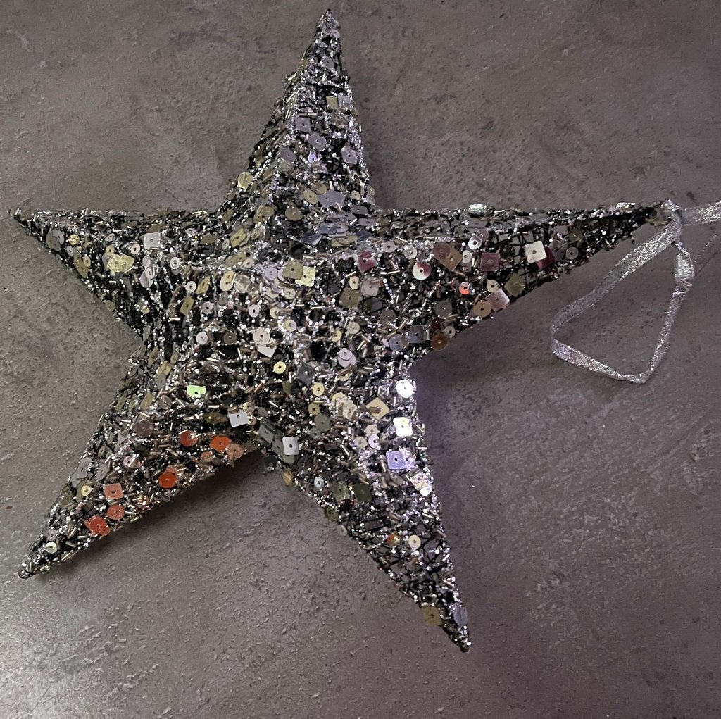 Te koop kerstster met zilverkleurige pailletten 30cm, Ophalen of Verzenden, Nieuw