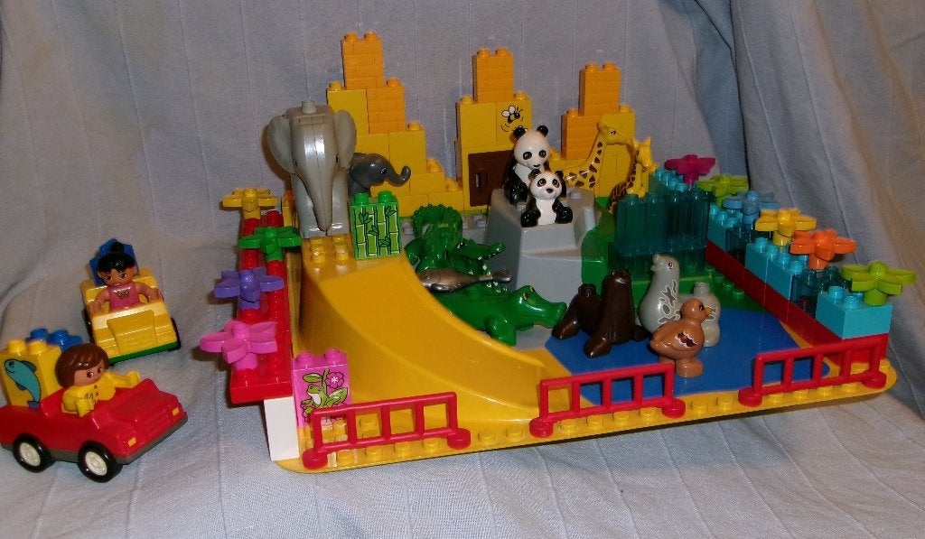 Duplo Lego. Grote grondplaat + dieren  + auto´s, Gebruikt, Overige thema's, Ophalen of Verzenden, Compleet