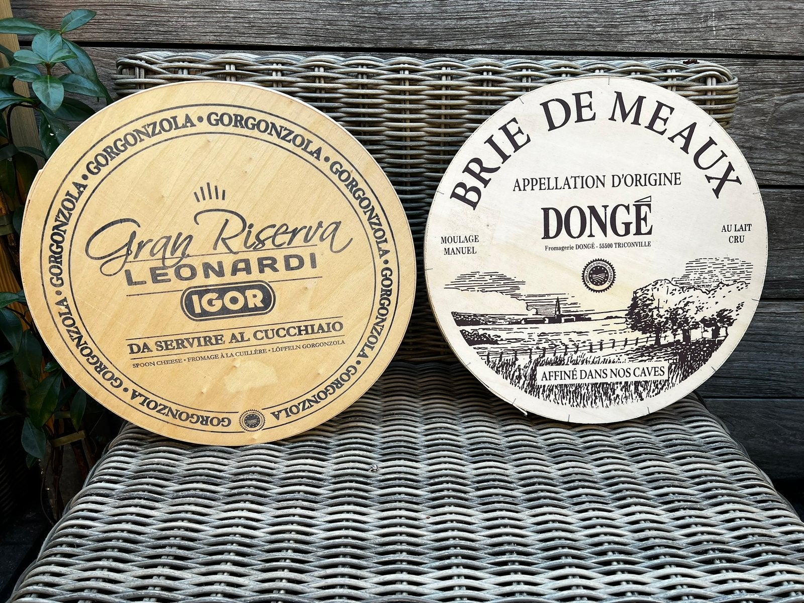 Spanen kaasdozen brie, gorgonzola Franse kaasverpakking, Ophalen, Zo goed als nieuw, Verpakking