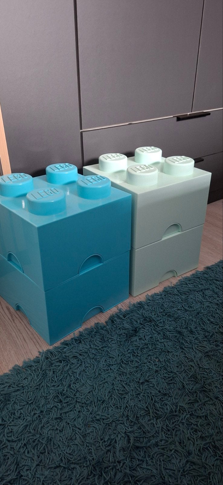 Lego opbergboxen - 4 stuks (blauw en mintgroen), Ophalen, Zo goed als nieuw, Overige merken