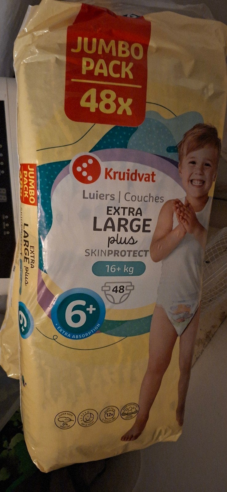 2 pakken Kruidvat Luiers Extra Large Plus Maat 6+ Jumbo Pack, Ophalen, Nieuw, Kruidvat, Jongetje of Meisje