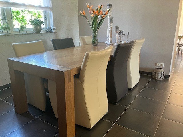 tafel met stoelen, Ophalen, Gebruikt, Eikenhout, 200 cm of meer