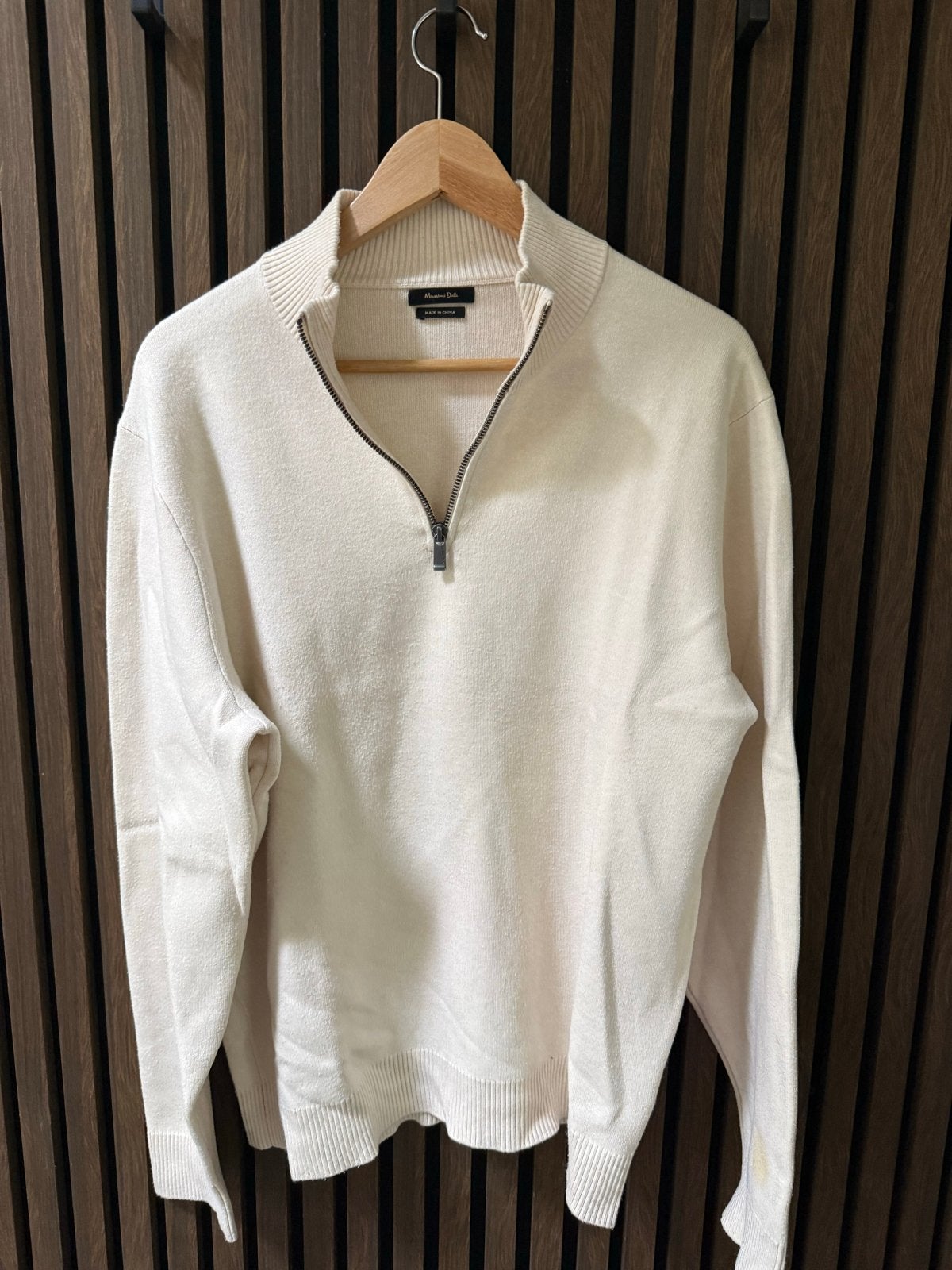 Massimo Dutti Heren Trui met Rits - Crème - Maat XL, Kleding | Heren, Truien en Vesten, Ophalen of Verzenden, Gedragen, Maat 56/58 (XL)