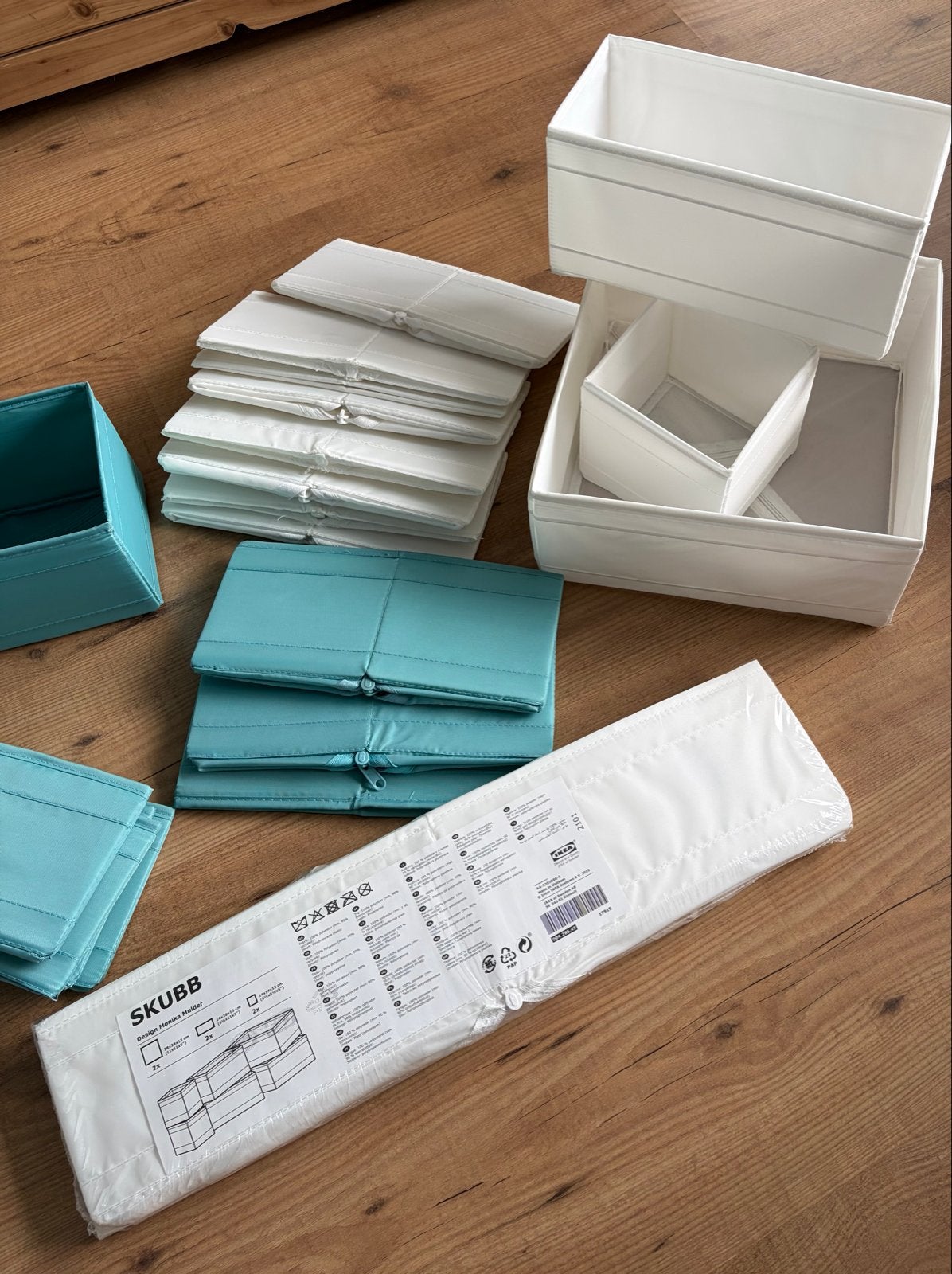 IKEA SKUBB Opbergers - Wit & Turquoise (Nieuwstaat), Meerkleurig, Ophalen of Verzenden, Zo goed als nieuw, Modern