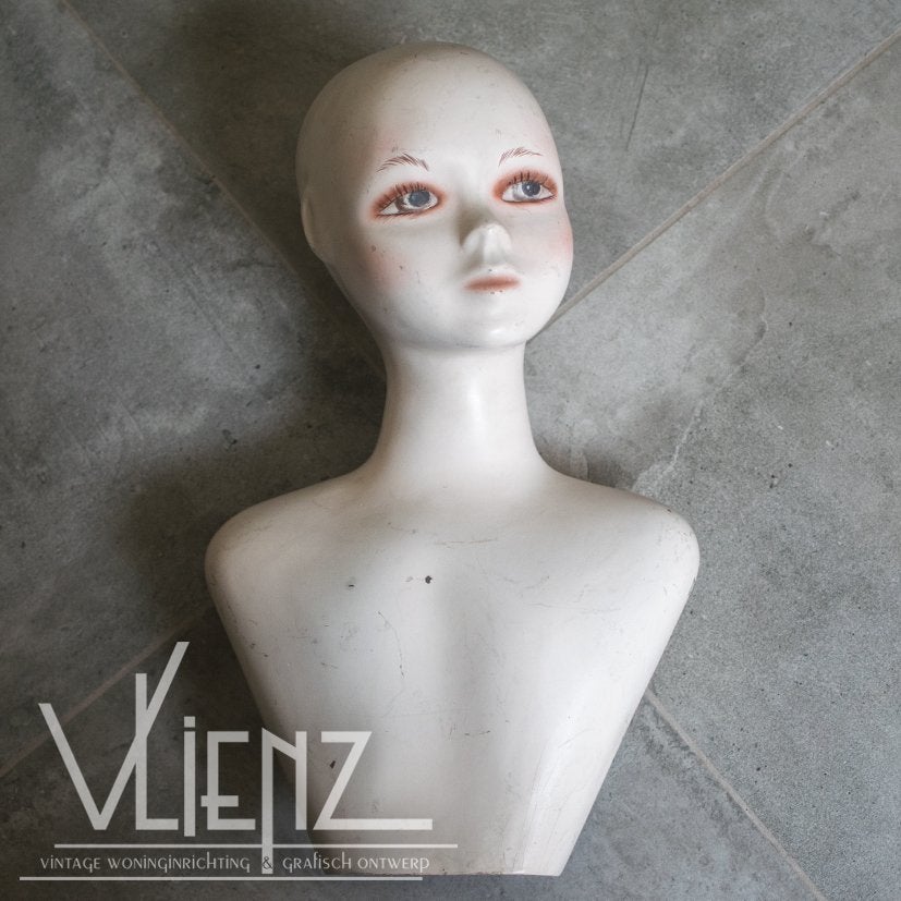 Vintage, retro, brocante paspop, etalagepop torso meisje, Ophalen of Verzenden