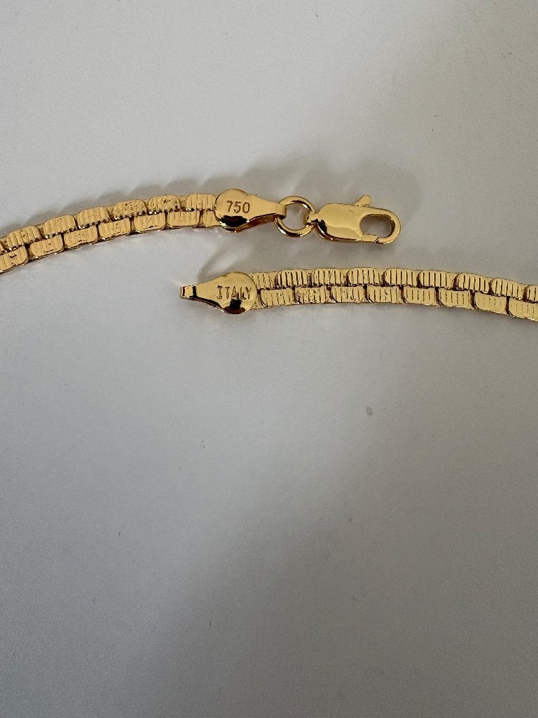 Gouden ketting 18 karaat – 56 cm – 750 goud – vintage stijl, Sieraden, Tassen en Uiterlijk, Oorbellen, Ophalen of Verzenden, Zo goed als nieuw