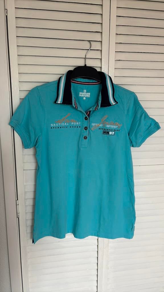 Human Nature polo maat L, Maat 38/40 (M), Blauw, Ophalen of Verzenden, Zo goed als nieuw