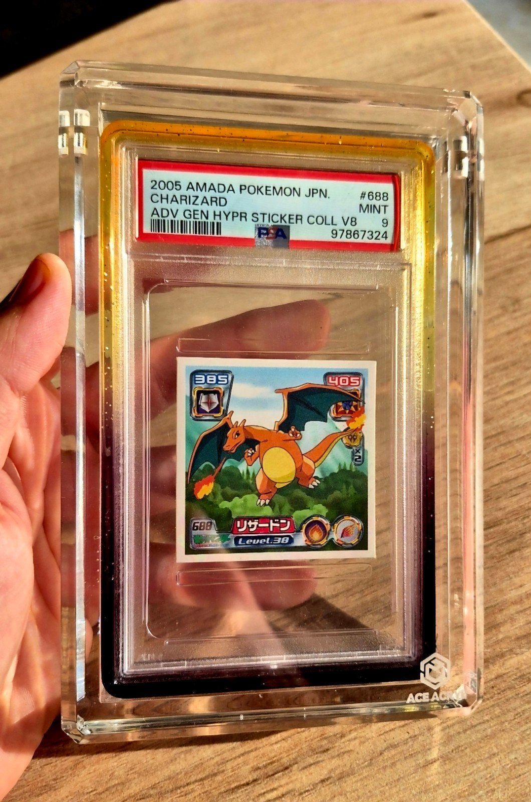 pokémon charizard advanced hyper amada sticker slab jap psa9, Ophalen of Verzenden