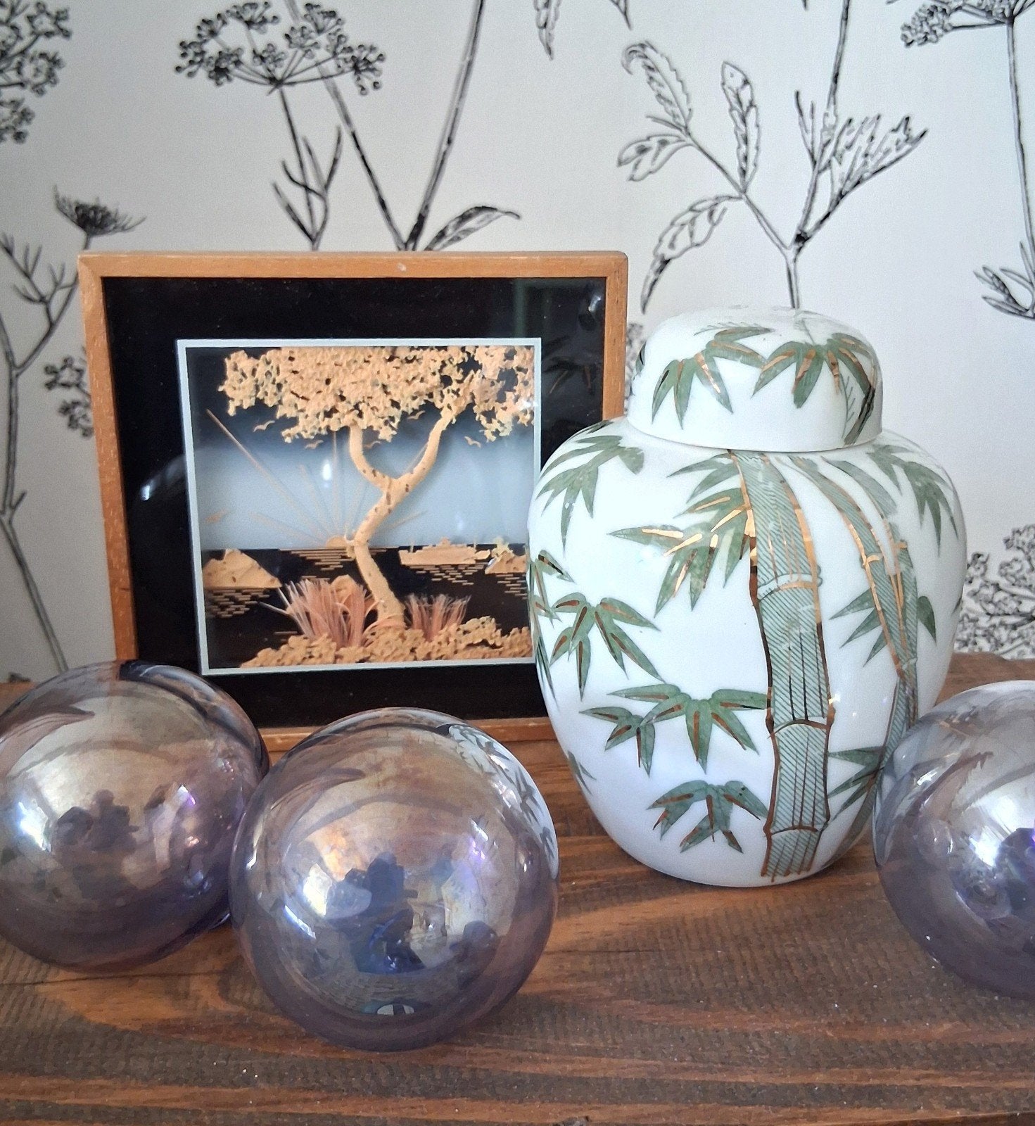 Visvlotters. Thee/ Gemberpot. Kurk diorama Japans / Chinees., Ophalen of Verzenden