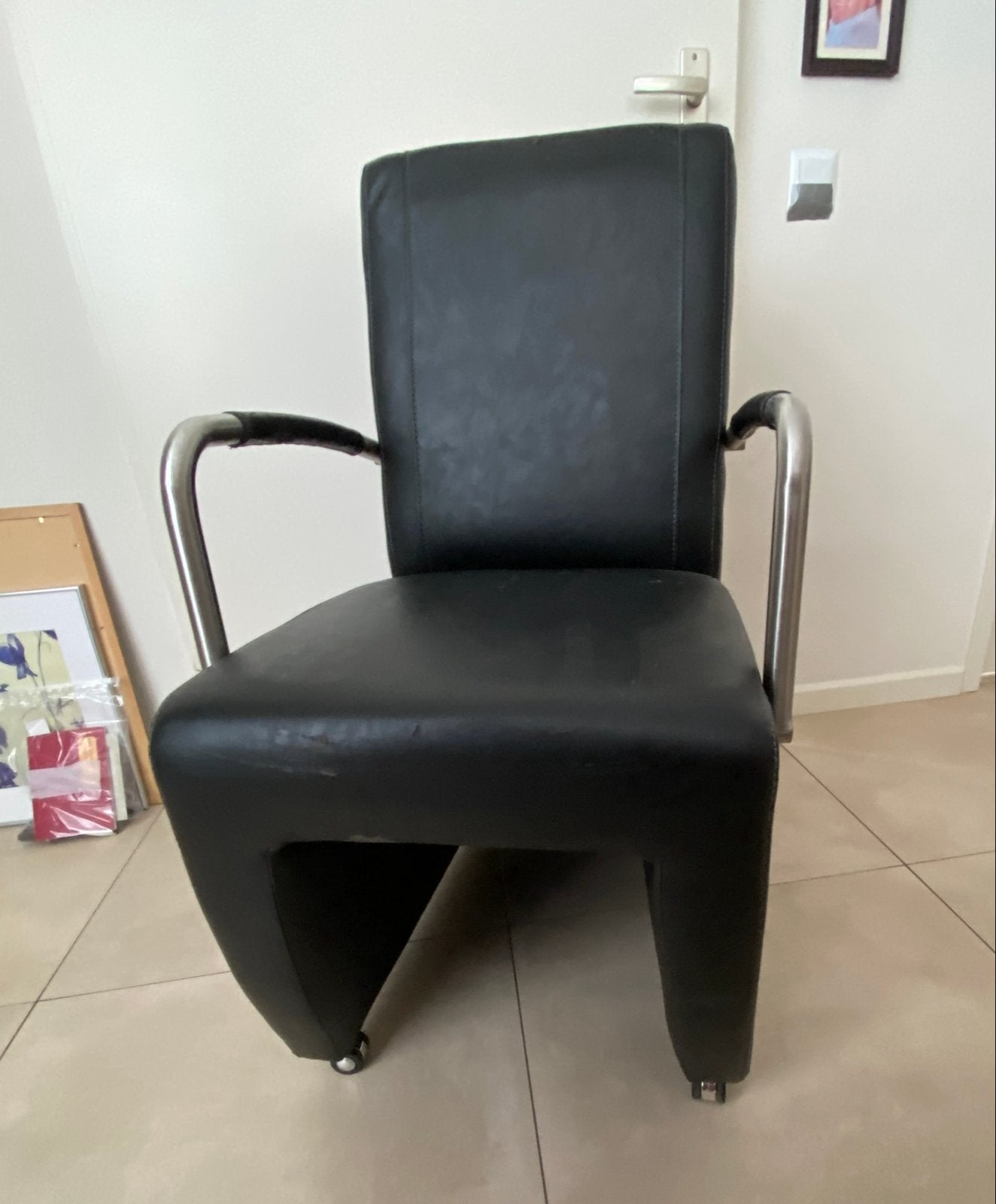 2 Semi zwarte Molinari Accademia fauteuils, Ophalen, Gebruikt, Minder dan 75 cm, Overige materialen