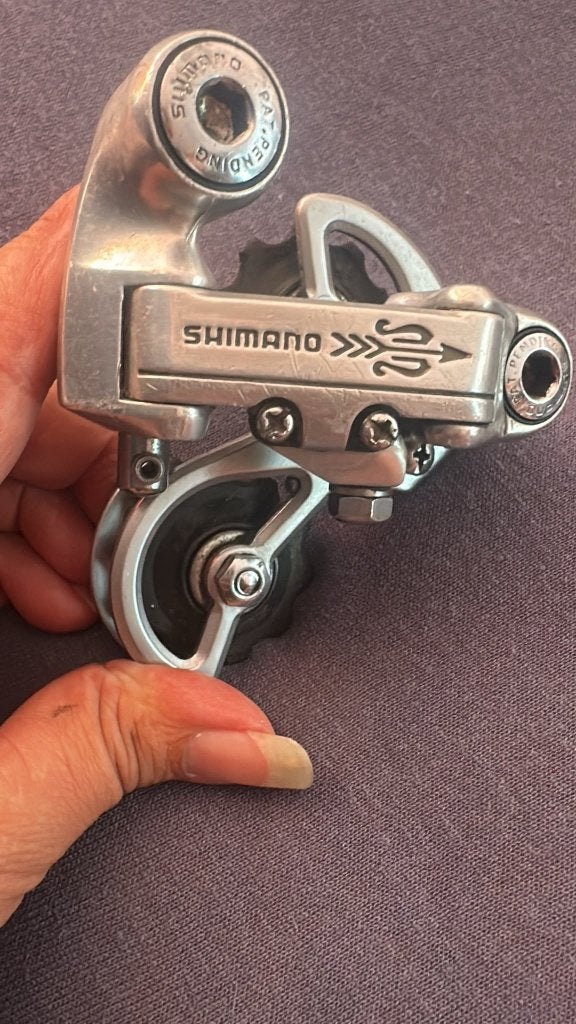 Vintage Shimano SIS achterderailleur Light Action - 80 jaren, Gebruikt, Ophalen of Verzenden, Derailleur of Ketting, Aluminium