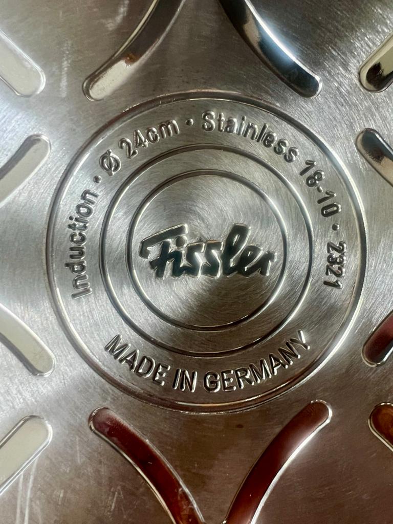 Fissler Kookpan RVS 24cm - Inductie geschikt, Kookpan of Snelkookpan, Gebruikt, Inductieplaat, Ophalen of Verzenden