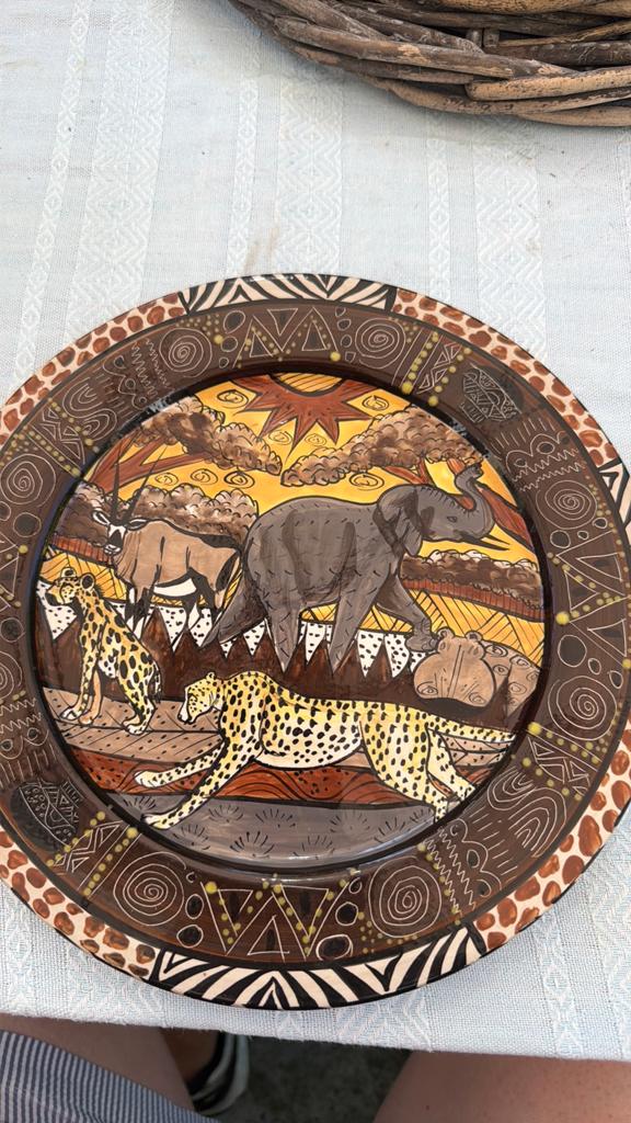 Handbeschilderd kunstbord uit Zimbabwe – Tegi Sibanda (2003), Ophalen of Verzenden