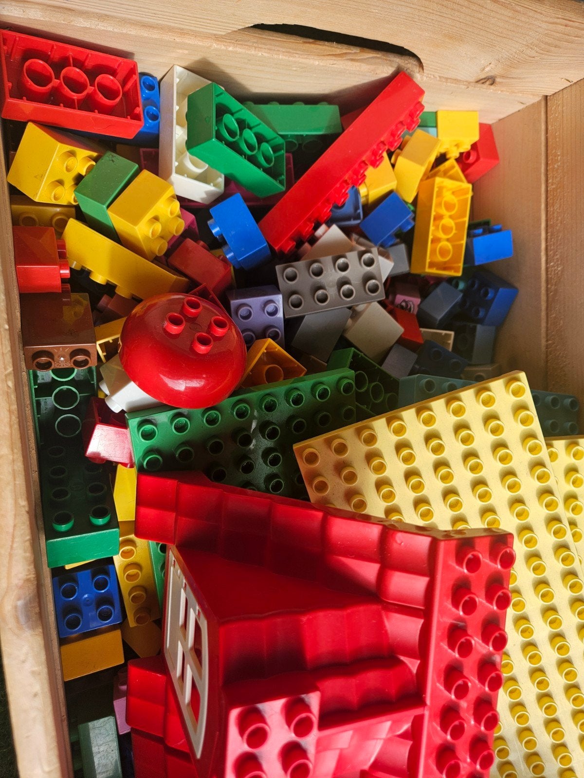 Grote partij LEGO Duplo met grondplaten en trein, Ophalen, Gebruikt, Overige merken
