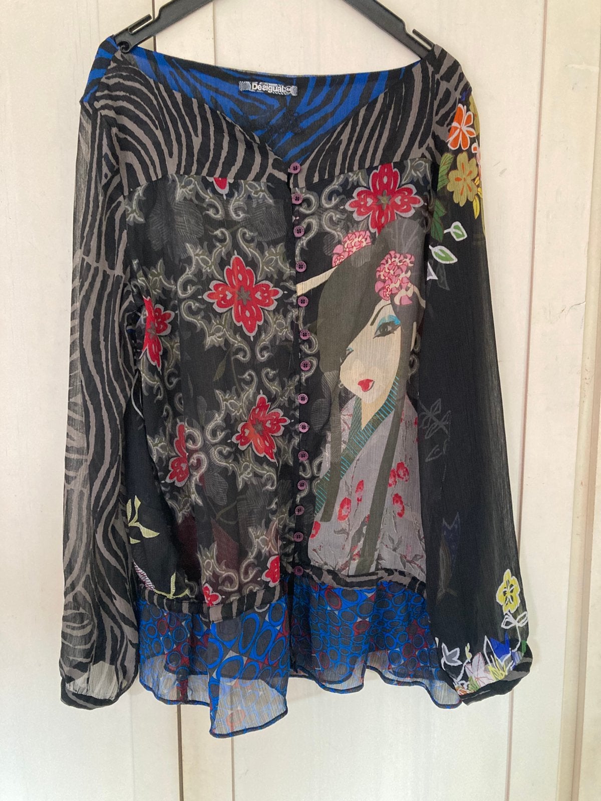Leuke Desigual blouse, Ophalen of Verzenden, Gedragen, Maat 42/44 (L), Meerkleurig