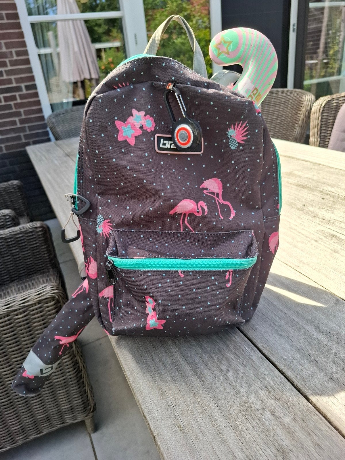 Hockey rugtas met flamingo  incl hockeystick, Ophalen, Gebruikt, Stick