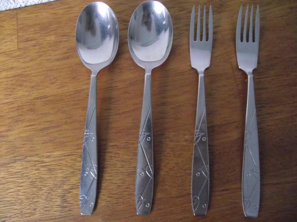 4 vintage Sola Blanche bestek mooi Galactie vorm 1960 ook ps, Antiek en Kunst, Ophalen of Verzenden