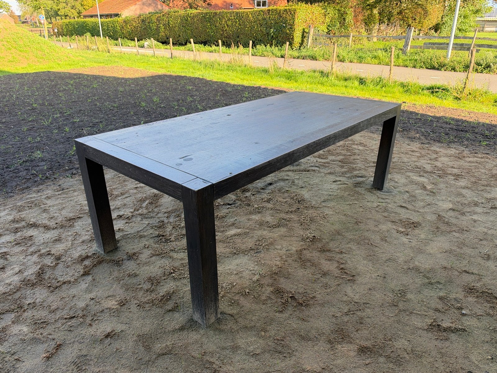 Grote, robuuste klustafel. 240x110cm, Huis en Inrichting, Ophalen, Gebruikt, 100 tot 150 cm, 200 cm of meer