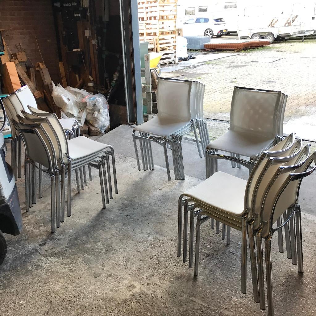 21 IZGS Alias bigframe 440 netweave stoel chroom wit, Huis en Inrichting, Stoelen, Wit, Ophalen of Verzenden, Zo goed als nieuw