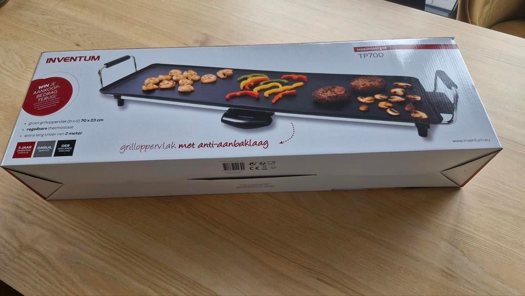 Inventum Tappanyakigrill TP700 nieuw in doos, Witgoed en Apparatuur, Grillplaten, Ophalen of Verzenden, Nieuw, Tafelgrill