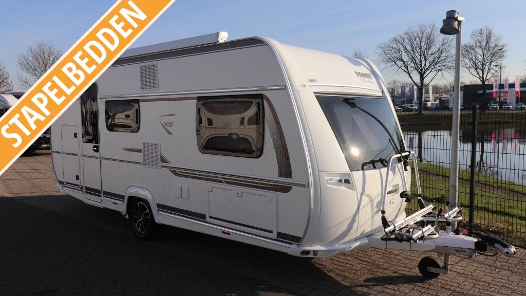 Fendt Saphir 495 SKM Stapelbed BJ.'22 Mover/Luifel/ATC, Caravans en Kamperen, Caravans, Standaardzit, Dwarsbed, Bedrijf, 1250 - 1500 kg